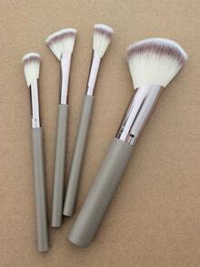 4件套化妆刷套装 高级合成毛眼影晕染刷套装 化妆品工具 - 杏色 - 查看 1