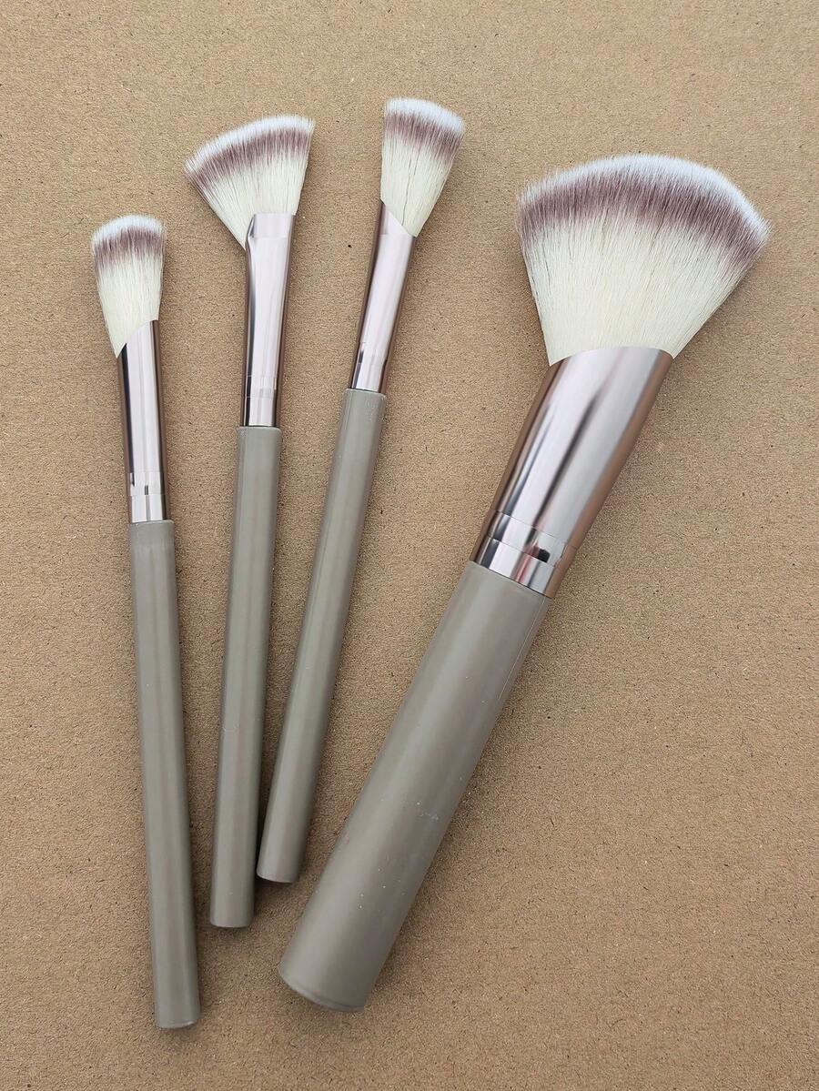 4件套化妆刷套装 高级合成毛眼影晕染刷套装 化妆品工具 - 杏色 - 查看 1