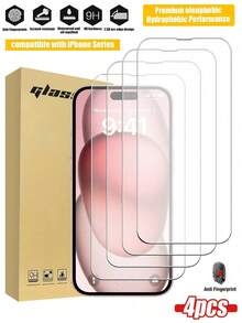 4pcs High Definition Tempered Glass Screen Protector, Compatible With Apple Devices, Anti-Scratch, Anti-Collision, Oleophobic Coating, Smooth Touch, Suitable Compatible With Apple X/XR/11/12/13/14/15/16/16Plus/16Pro/16ProMax/16e/17/17 Air/17 Pro/17 Pro Max/17e Full Series - Clear - View 11