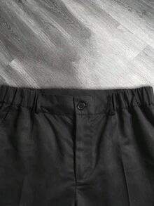 Men's Black Straight Fit Button Waist Casual Shorts - Black - View 6