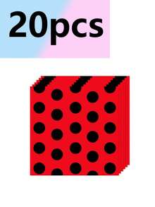 10件套鲜艳红黑瓢虫主题派对套装，包括纸托盘、纸杯、餐巾纸，适用于节日、生日派对、宴会、下午茶和婚礼等场合。 - A - 查看 6