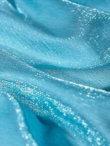 1pc Tree Bark Texture Crinkle Chiffon Fabric, Textured Pleated Sheer Fabric, Lightweight Breathable Design For Spring/Summer Dresses - Teal - View 3