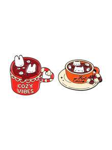 1 Set Cute Pet Hot Drink Enamel Badges, Rabbit, Cat, Cotton Candy, Chocolate Decorations, Casual Winter Daily Gift Accessories - Multicolor - View 11