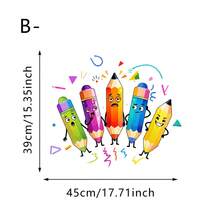 1/3pcs Creative Colored Pencil Pattern Self-Adhesive Wall Sticker, Suitable For Bedroom And Living Room Decor, Refreshing Home Decoration For Spring, Making Your Home And Fashionable - Cartoon - View 11