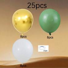 25 pièces Ensemble de ballons en latex de 10 pouces or, blanc, vert avocat, convient pour la Saint-Valentin, la décoration du Nouvel An, les anniversaires, les décorations de fiançailles, les cérémonies de remise des diplômes, les décorations de mariage, les fêtes d'anniversaire - Voir 2
