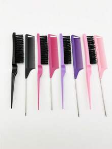 2pcs Hair Styling Brush Set, Includes Curling Rollers & Teasing Comb For Voluminous Hairstyles - Multicolor - View 2