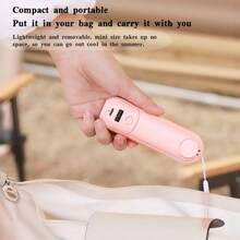 Rechargeable USB Mini Handheld Fan, Multifunctional Desktop Small Fan With Mirror, Portable For Home & Outdoor - White - View 3