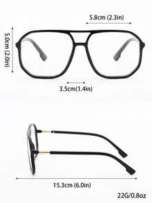 1 Pair Men's Casual Square Plastic Fashion Flat Glasses Suitable For Daily Use/Travel/Cycling - Clear - View 6