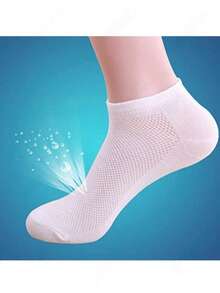 5 Pairs Women's Summer Black, White, Gray Breathable Mesh Boat Socks - White - View 2