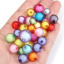 30/50/100 pezzi Perline acriliche rotonde con nucleo bianco, perline centrali per fai da te, creazione di gioielli fatti a mano, braccialetti, collane, orecchini, portachiavi, ciondoli per abbigliamento e borse, accessori per artigianato da appendere in auto, perline color caramella 8-16mm - Mescola i colori in modo casuale - Visualizzare 4