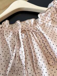 PARARAL 女士优雅波点印花无袖休闲上衣，女士夏季服装，女士沙滩装，女士外套，女士度假装，波点衬衫 - 卡其色 - 查看 12