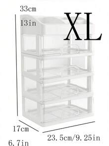 1个大容量透明塑料化妆品收纳盒，2/3/4/5层防尘化妆品展示盒，带抽屉，优雅桌面护肤品收纳盒，节省空间的梳妆台和浴室盥洗台美容收纳架 - 無色 - 查看 2