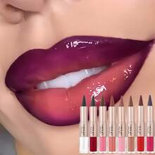 4/8 PCS SET Double-Ended Lip Gloss With Matte Lip Line And Mirror Finish - Shine, Moisturizing, All Light Beige Types, Perfect Gift For Women, Daily Makeup, Sophisticated Design, Highquality Finish - 4 PCS SET B - 查看 3