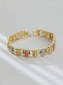 1件14k镀金瓜达卢佩手链，镶嵌立方氧化锆，男女皆宜，适合周年纪念、生日、个人祈祷等场合的宗教祝福礼物。 - 彩色 - 查看 5