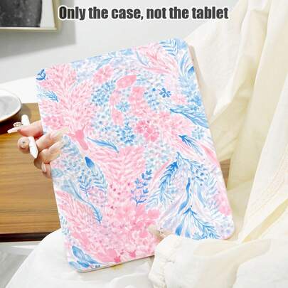 1pc Floral Pattern PU Leather Flip Cover Case With 360° Rotating Stand And Pen Slot, Auto Sleep/Wake Function, Compatible With Samsung Galaxy A9/A9+/S9/S9FE/A11/A11+/S11/S10 FE/S10 FE+/S10 Lite, Apple Air 5/6. , Honor, MatePad SE 11. And Other Popular Models, Suitable For Back To School, Valentine's Day, Holiday Gifts