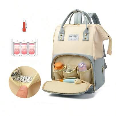 1pc Large Capacity Oxford Patchwork Maternity Hospital Bag, Diaper Bag, Newborn Essential Bag