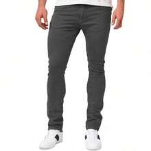 Shendy Vendy Men's Slim Pants, Fashion Stretch Skinny Denim Pants, Classic Men's Jeans With Pocket - 燧石 - 查看 9