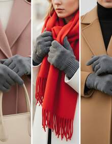 Basic Elegant Knitted Gloves For Cold Winter - Adult (Various Colors) - Dark Gray - View 6