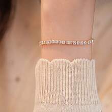 1pc Cubic Zirconia Clasp Bracelet, Suitable For Women's Daily Wear - Geometric Bracelet - View 5