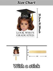 Customizable Hand-Held Sign, Personalized With Individual Photos And 2026 Graduation Cap Design, Cute And Fun Style, Suitable For Graduation And Back To School Seasons, High-Quality Graduation Party, Classroom Decor, Family Gathering And Graduation Gift Photo Props, Wedding - Multicolor - View 2