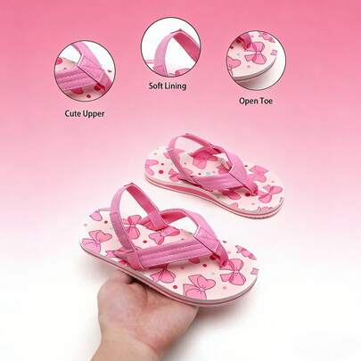 Kids' Lightweight Non-Slip Soft Bottom Cute Casual Slip-On Sandals, Quick-Drying Comfortable Minimalist Girls Beach Slippers