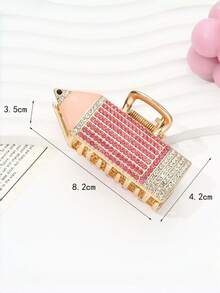 1 件装女士独特设计铅笔网球拍，镶钻，时尚可爱卡通半扎发爪夹发饰发夹 - 彩色 - 查看 4