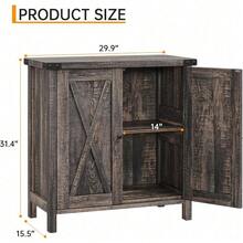 Gabinete de aparador, pequeño gabinete de buffet de aparador, accesorio de la casa de campo con 2 puertas y estantes ajustables para la cocina Café Bar Sala de estar Pasillo - Roble oscuro - Ver 2