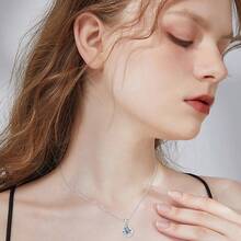 1件S925银2克拉莫桑石吊坠项链，适合女性日常佩戴、婚礼和订婚场合的珠宝 - 一件 - 查看 6