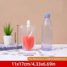 5/10/50pcs Disposable Transparent Stand-Up Pouches With Spout, Portable Drink Pouches For Music Festivals Outdoor, Hands-Free Leak-Proof Juice Bags - View 28