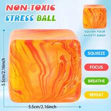 Rotating Soft Cube, Anxiety Relief, Autism, Finger Sensory Games, Fine Motor Skills, Durable Design 2.16-Inch Semi Transparent Sensory Toy Soothing Fidget Gift Set Toy Soothing Stress For Children. As A Slow Rebound, Fun, And Relaxing Stress Relieving Toy, It Is Very Suitable For Relaxing At Home Or In The Office - 紫色 - 查看 2