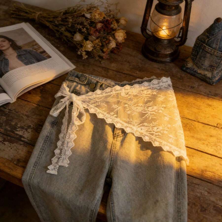 Lace Waist Scarf Belt Elegant Tie Wrap Waist Chain Style Fashion Layering Accessory Floral Lace Belt For Women Vintage Outfit Accent Summer Accsesories Jewelry Women Decorative Necklace Inspired Belts For Women Chain Belt Look - A - 查看 1