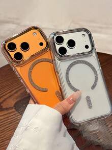 Funda de teléfono con protección de cámara transparente, compatible con iPhone 17 Pro Max, 17 Pro, 17 Air, 16 Pro Max, 16, 15, 14, 13, 12 Pro Max, 14, 15, 16 Plus, 11, 17, con carga inalámbrica, a prueba de golpes, con cubierta trasera brillante de lentejuelas, diamantes y purpurina de lujo - Dorado - Ver 5