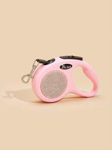 1pc Pink Classic 3 Meters/5m Retractable Pet Dog Leash With Rhinestone Decor, Suitable For Walking, Hiking, Travel Outdoor Activities For Small To Medium Dogs - Baby Pink - View 8