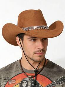 1pc Western Style Rhinestone Cowboy Hat, Adjustable Anti-Slip Strap, Suitable For Daily Wear, Music Festivals, Parties - Top Hat - View 5