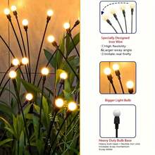 1 Stück 6LED/8LED/10LED Solar betriebenes Glühwürmchen Bodenstecklicht, wasserdichte Außen Gartenweg Beleuchtung für Hof, Terrasse, Camping, Pfad, Feiertage, Hochzeit, Party Dekoration - Schwarz - Übersicht 5