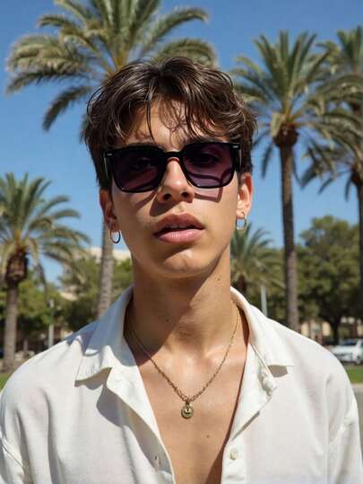 1pc Men's Vintage Classic Transparent Square Frame Fashion Accessory, Plastic, Casual Outdoor, Travel, Vacation, Golf, Driving, Going Out Outfit, Easter, Mother's Day, Father's Day, Summer Holiday