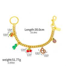 1 pieza Cadena de bolso cruzado delicado de moda para mujer, decoración de metal con corazón de cereza y galleta de orquídea, correa de bolso versátil - Multicolor - Ver 14