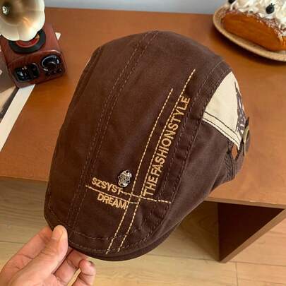 复古前卫女帽，Y2K复古风格，修饰脸型的贝雷帽，双面可戴，百搭大帽围，艺术家帽
