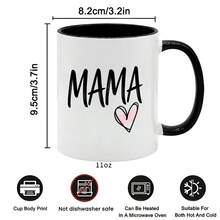INGIFTA MAMA Mug, 1 Piece, 11 Oz, Double-Sided Printed Ceramic Mug. MAMA Gift. MAMA Coffee Cup. MAMA Gift. Mother's Mug. Grandma Gift. Mother's Day Gift. Mama Gift Idea. - 黑色-11oz - 查看 3