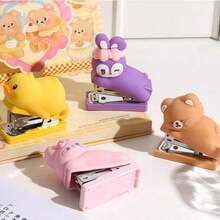 1 Pc Mini Capybara Doll Stapler Cartoon Bear Rabbit Duck Portable Binder Office Binding Tools School Campus Series Back To School Essential Gifts For Students Returning To School - One-size - View 10