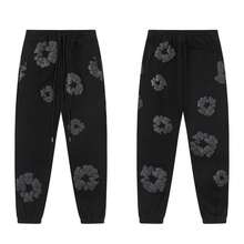 1pc Spring And Autumn New Fashionable 350g 100% Polyester Foam Printed Sports Pants, Couple Style Women's And Men's Sports Sanitary Pants Couple Sports Pants - 黑色褲子 - 查看 2