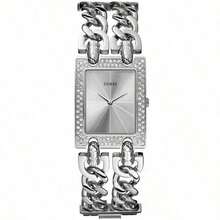 Guess Reloj de cuarzo de moda para mujer. Caja cuadrada de acero inoxidable. Esfera enjoyada con diamantes de lujo. Adecuado para diversas ocasiones. Perfecto para viajes, reuniones, regalos y uso diario. /W95088L1/W0072L1/W0072L3 - Plateado - Ver 8