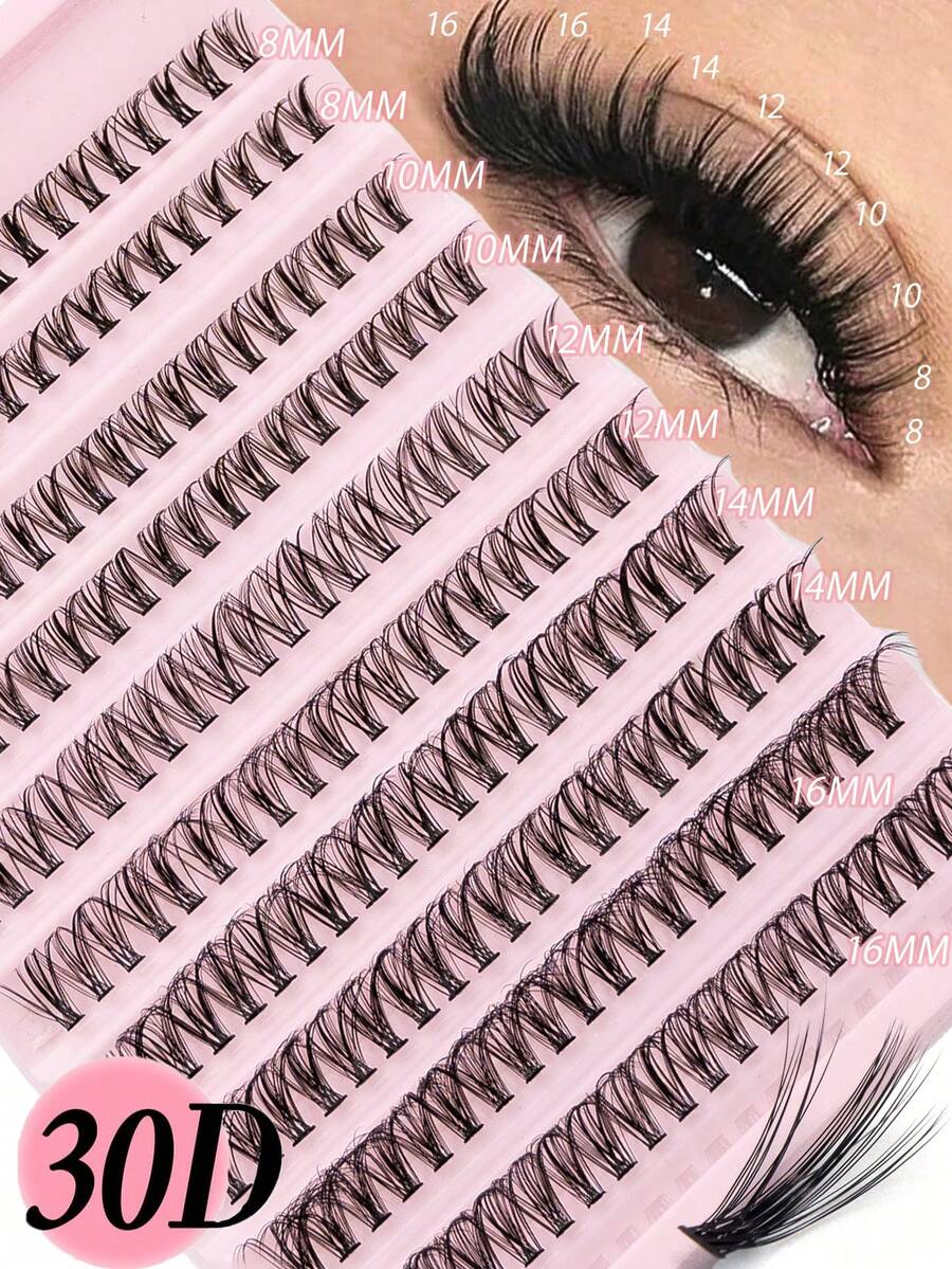 Bộ 200/400 sợi mi giả dạng chùm, dài 8mm-16mm, độ cong D, dụng cụ trang điểm nối mi tự nhiên và ấn tượng tại nhà. - D - Xem 1