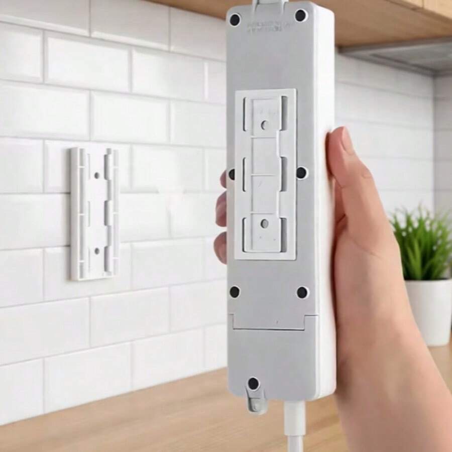 1/6/8pcs Ultra-Strong Adhesive Power Strip Holder - No-Drill Wall Mount & Damage-Free Removal, Durable Minimalist Cable Organizer For Home Office & Gaming Setup, Space-Saving Socket Rack - A - View 1