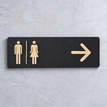 Men & Women Icon And Arrow Direction Restroom Sign - Public, Commercial Or Home Bathroom, Easy To Install - Durable Toilet Signage, Bathroom Decor & Accessories, Minimalist Wall Sign, Made Of Lightweight Plastic, For Office Bathroom - D - View 4