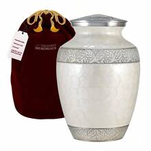 Trupoint Memorials Cremation Urn For Ashes For Women Female, Urns For Human Ashes Male, Engraved Mother Of Pearl Funeral Urn For Adult Man, Silver Lining Large White - Pearl - View 2