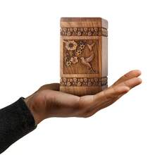 Handcarved Wooden Cremation Urn For Human Ashes - Tree Of Life Design, 250 Lbs Capacity, Suitable For Adult Men And Women - Decorative Funeral Urn Box And Casket - Hummingbird-rosewood - View 16