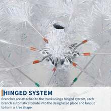 Árbol de Navidad Blanco, árbol de Navidad Artificial Prelit de con Luces LED Blancas cálidas y Soporte de Metal, decoración de día Festivo de Pino de Navidad Falso, para el hogar - 4,5 pies - Ver 6