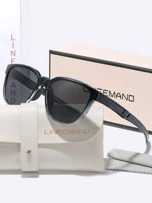 LINFEMAND 透明渐变镜框时尚太阳镜，轻盈舒适，街头风必备单品，驾驶防紫外线，百搭时尚太阳镜，节日礼物 - 彩色 - 查看 5