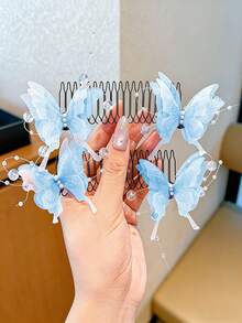 Set de 2 piezas Peine y Pinza de Pelo con Diseño de Mariposa Lindo, Accesorios de Peinado Invisibles, Adecuados para Uso Diario y Fiestas para Niñas - Multicolor - Ver 12